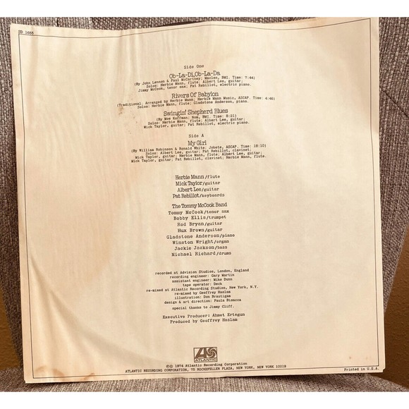 1974 HERBIE MANN Reggae ATLANTIC SD-1655 LP Good Condition Great Wall Art - Picture 8 of 12